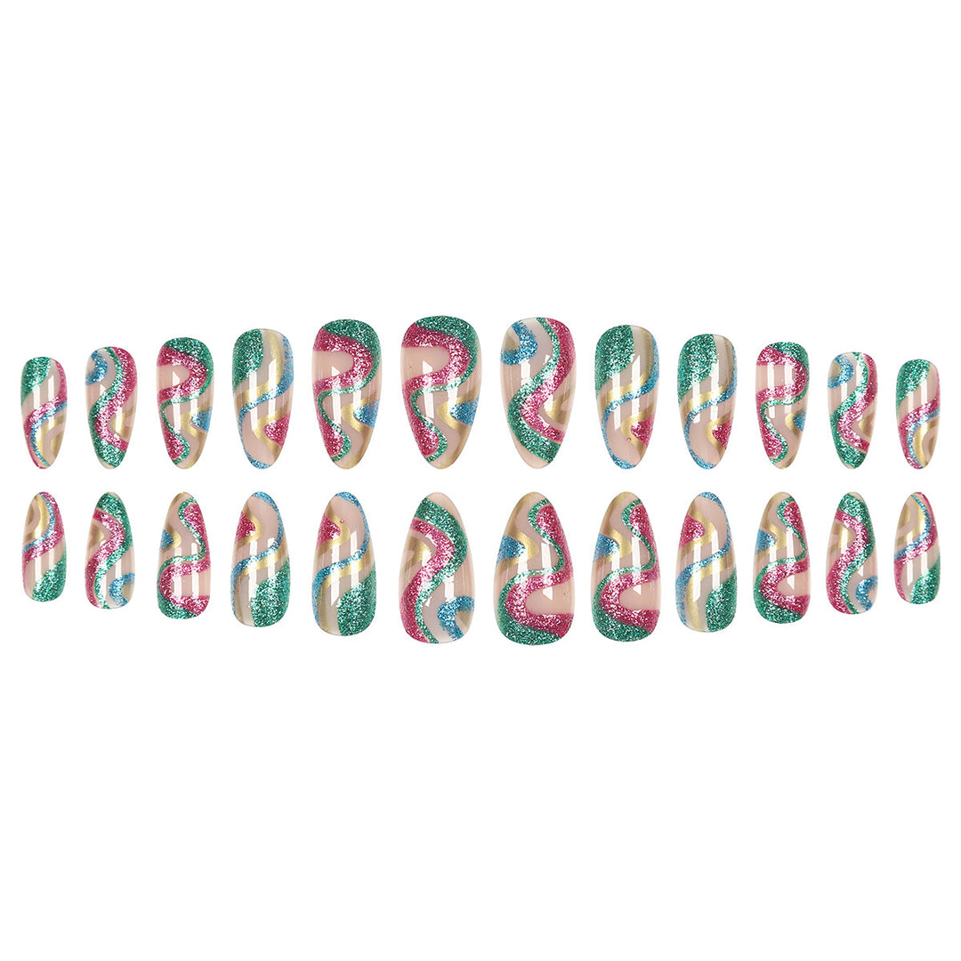 Artistic Glitter Decorated Stiletto Nails Kalsten