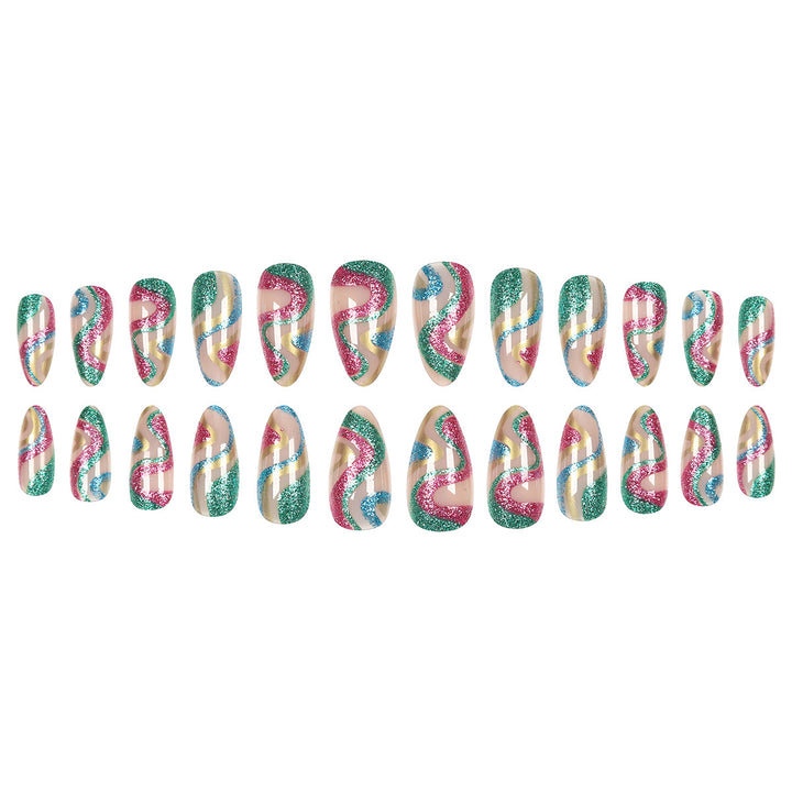 Artistic Glitter Decorated Stiletto Nails Kalsten