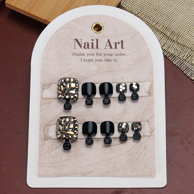 Stylish Decorative Press-On Nail Set with Gemstone Accents Kalsten