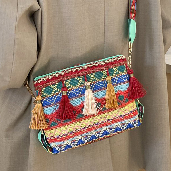 Ethnic Patterned Mini Crossbody Bag