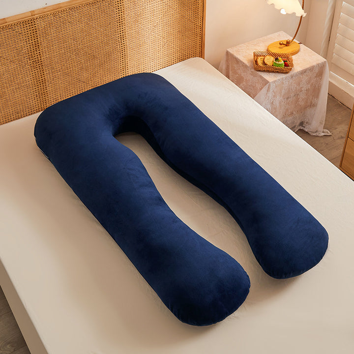 Full-Body U-Shaped Maternity Support Pillow With Removable Velour Cover