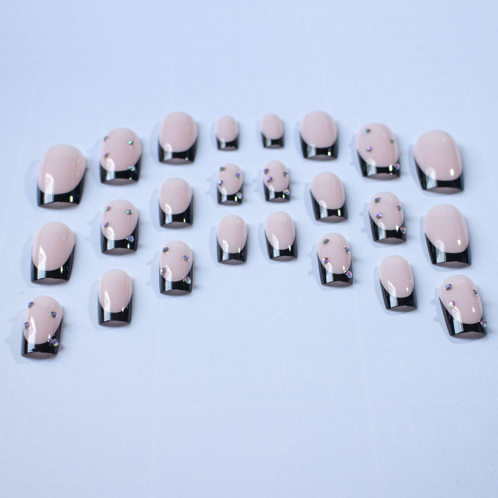 Elegant Nail Art Design Set with Rhinestone Accents