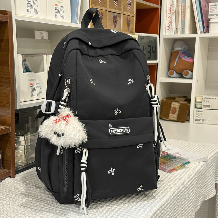 Stylish Multi-Pocket Backpack with Furry Keychain Kalsten