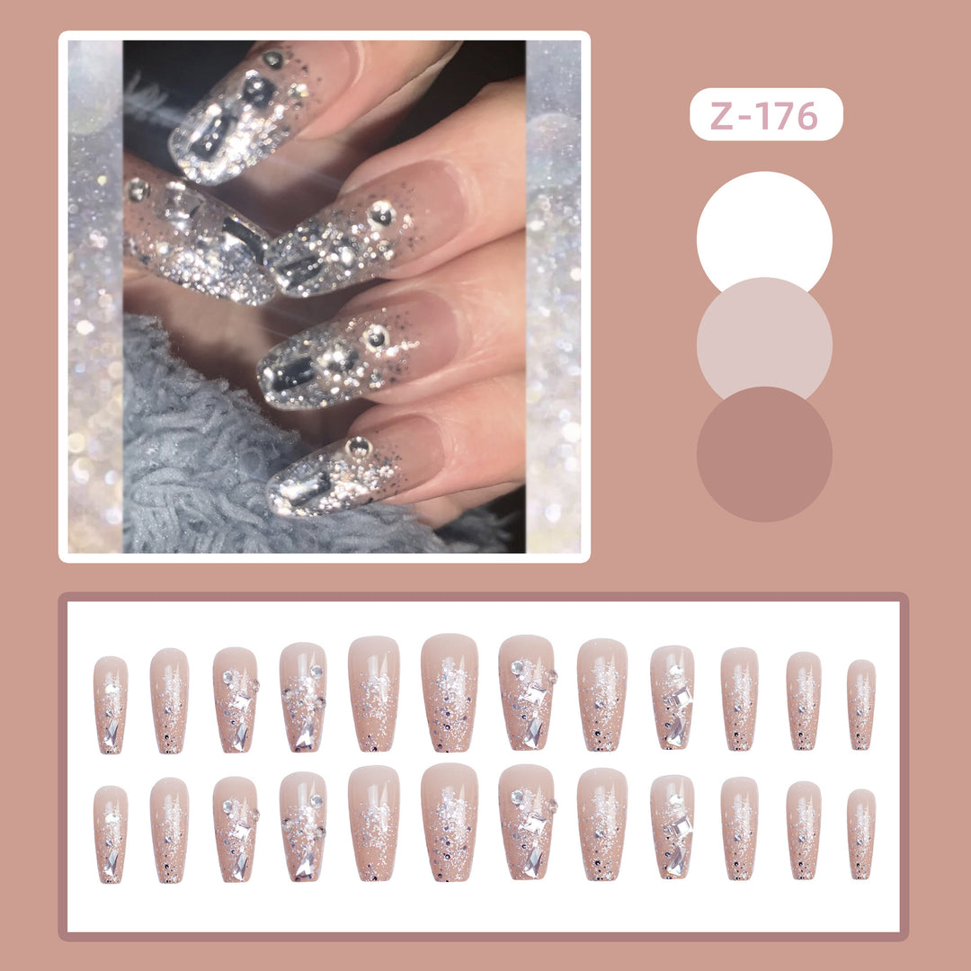 Glittery Rhinestone-Embellished Press-On Nail Set Kalsten