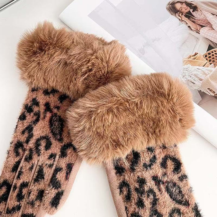 Elegant Leopard Print Touchscreen Gloves Kalsten