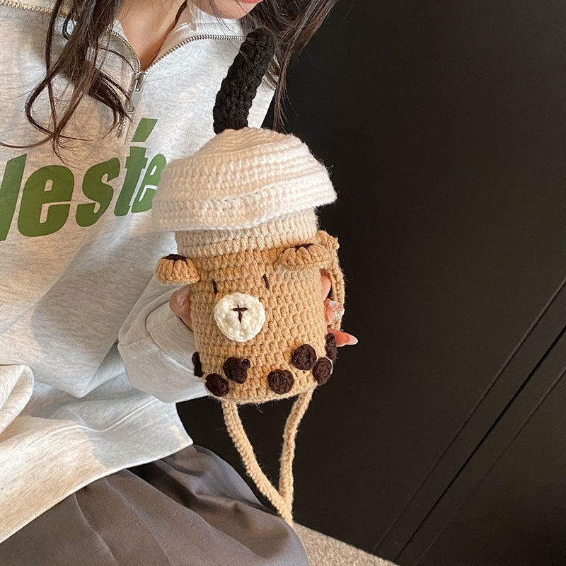 Cute Crochet Drink-Themed Mini Handbag