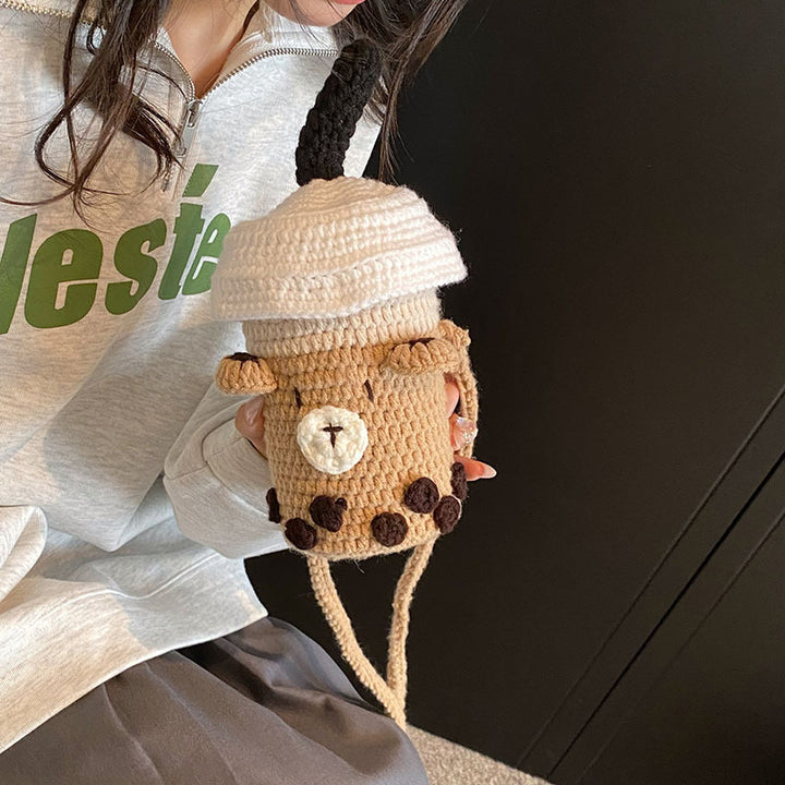 Cute Crochet Drink-Themed Mini Handbag