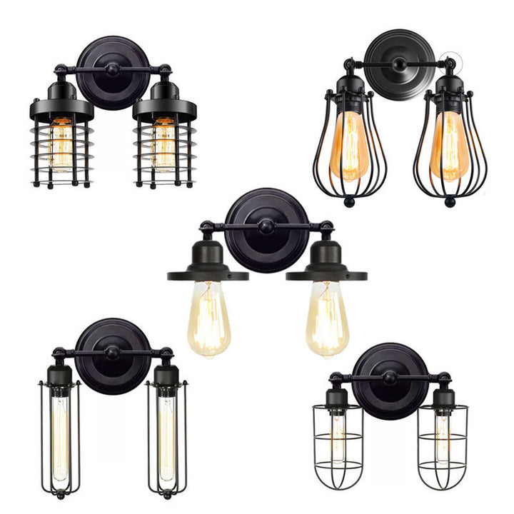 Industrial Style Double-Bulb Wall Light