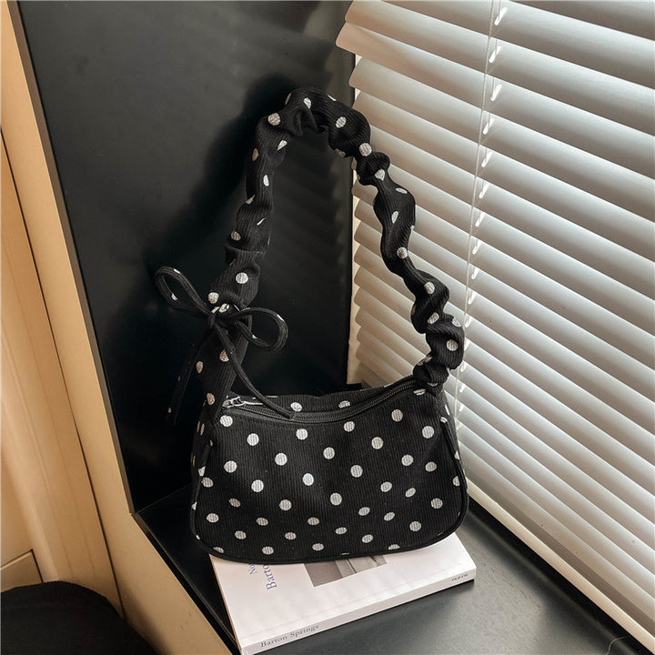 Polka Dot Textured Shoulder Bag