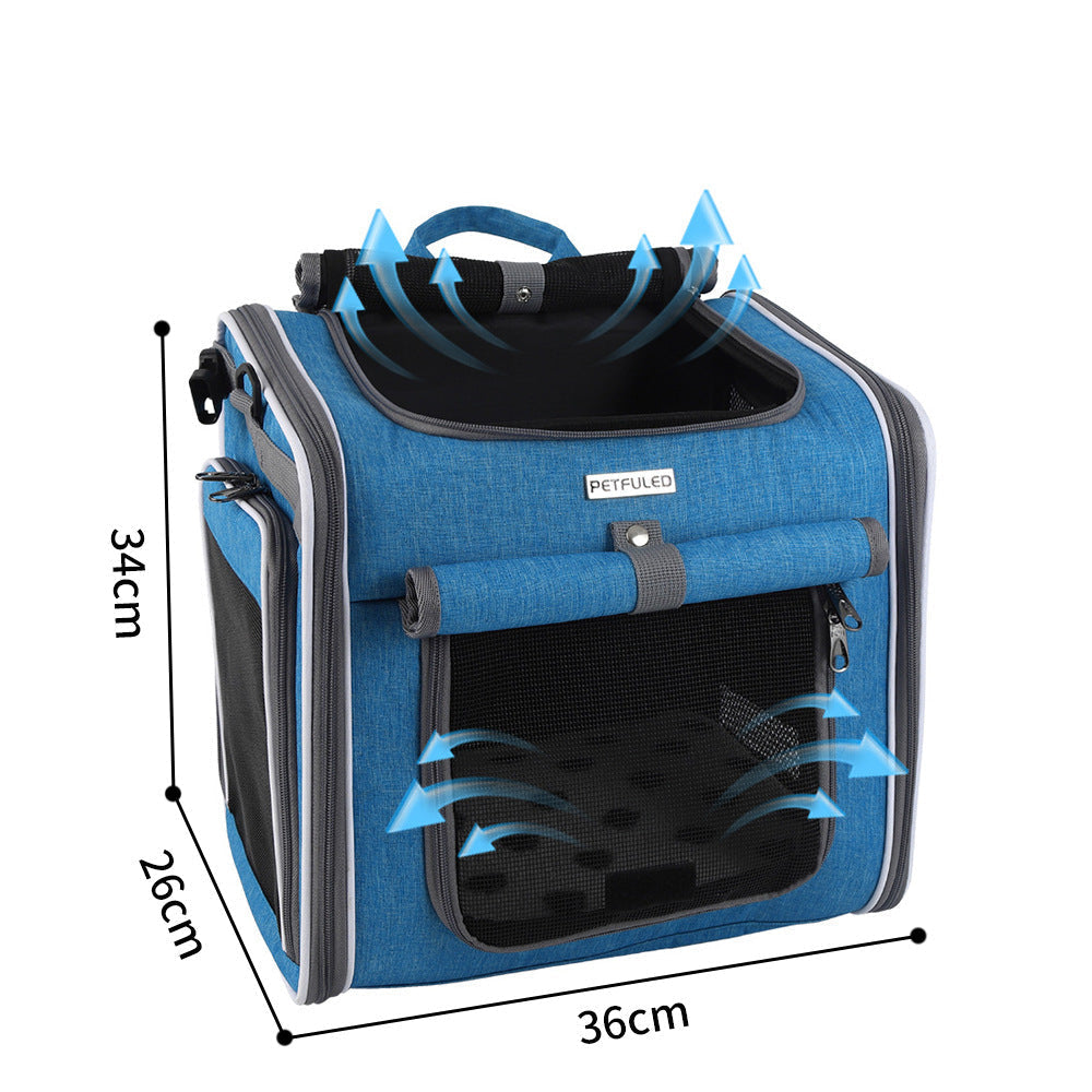 breathable bike-mounted pet carrier with mesh ventilation, top-entry access and safety leash Kalsten