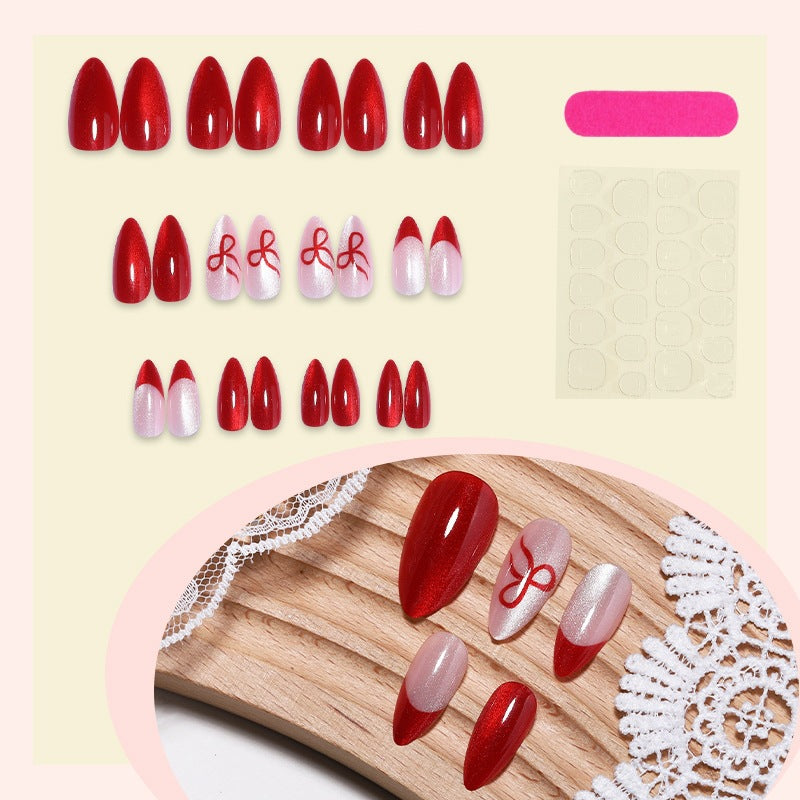Press-on Nail Set with Glamorous Red and Rose Tones Kalsten