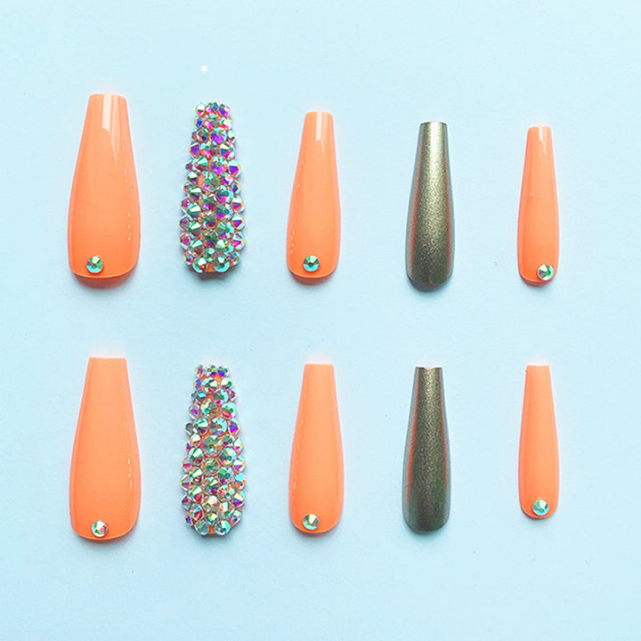 Glamorous Rhinestone Enhanced Acrylic Nail Extensions