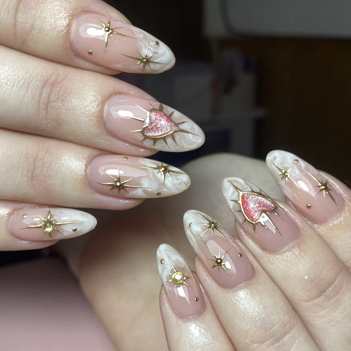 Artistic Star and Heart Nail Art Extensions Kalsten