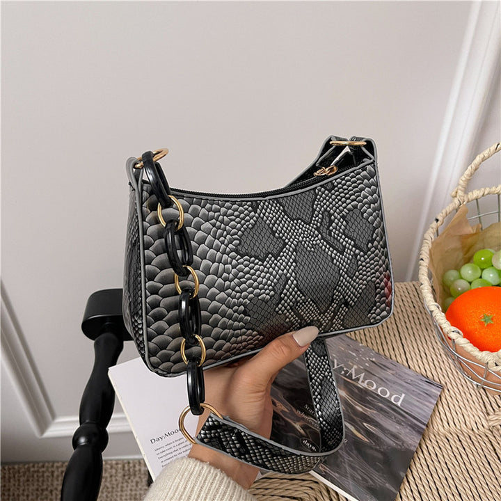 Stylish Textured Snakeskin Effect Handbag Kalsten