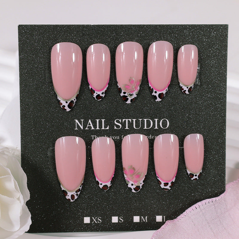 Artificial nail set with elegant flower and leopard pattern Kalsten
