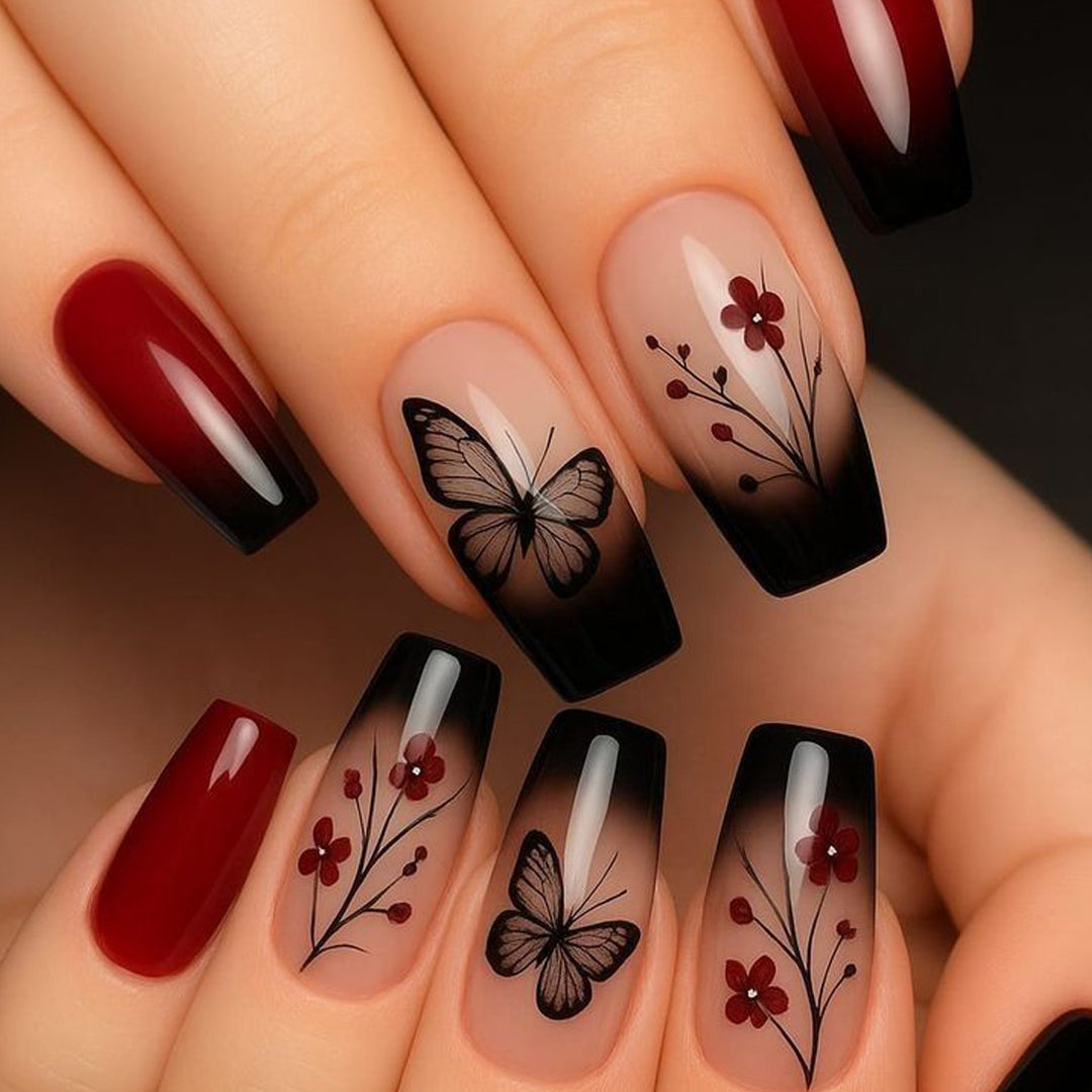Artistic 3D Floral and Butterfly Nail Art Extensions Kalsten