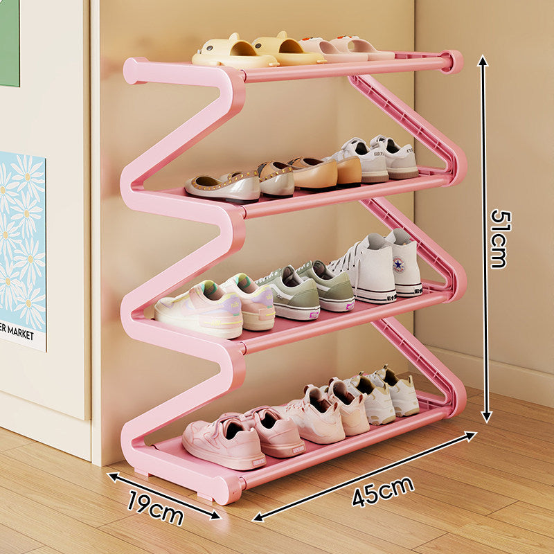 Compact Zigzag Multi-Tier Vertical Shoe Storage Rack