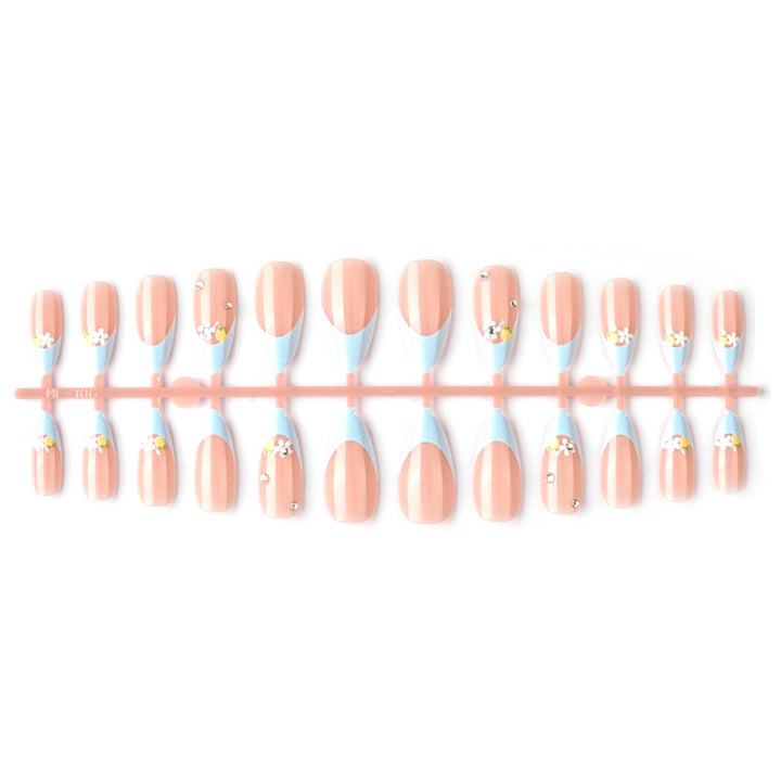 Artistic Floral and Gem-Embellished Press-On Nail Art Kalsten