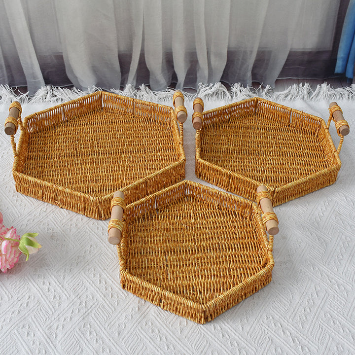 Rustic Handwoven Storage Tray Kalsten