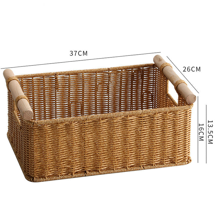 Handcrafted Woven Storage Basket with Wooden Handles Kalsten