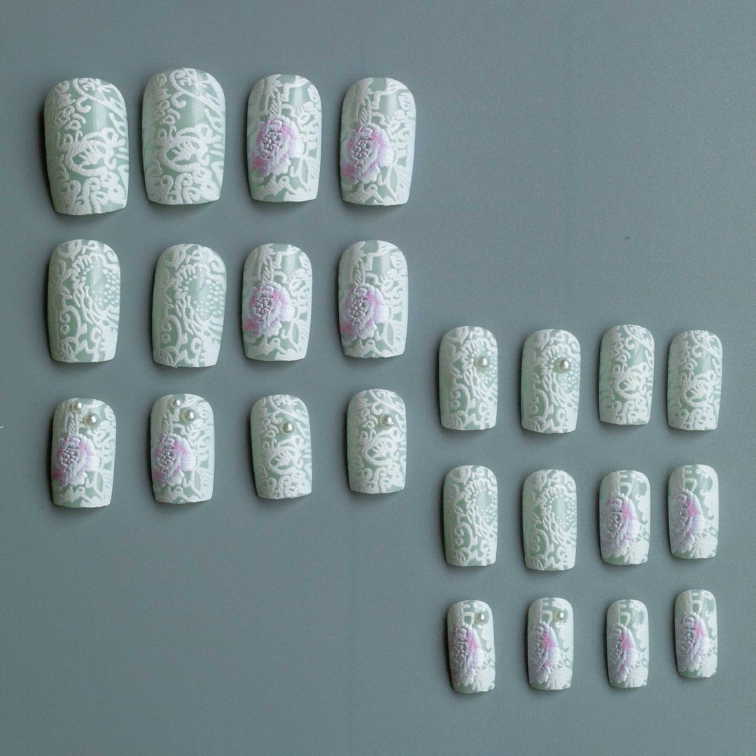 Intricate Floral Lace Nail Art