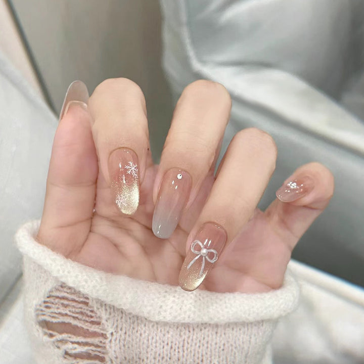 Stylish Press-On Nail Set with Elegant Glitter Accents Kalsten