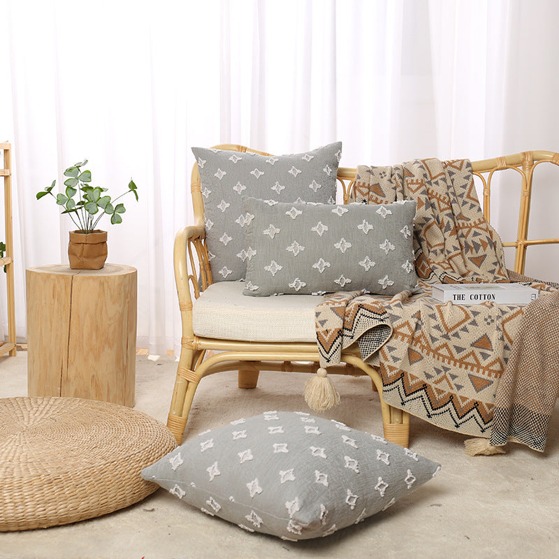 Bohemian Embroidered Square and Lumbar Throw Pillow Cover Set