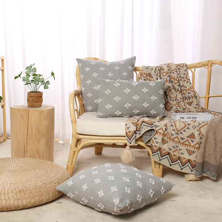 Bohemian Embroidered Square and Lumbar Throw Pillow Cover Set