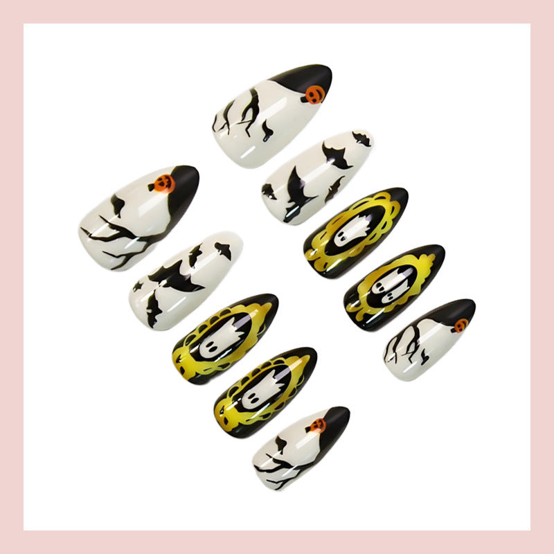 Acrylic nail set with spooky Halloween motifs and eye-catching designs Kalsten