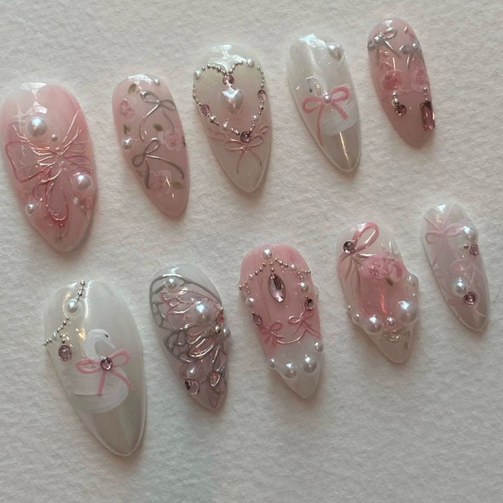 Elegant Floral Themed Press-On Nails Kalsten