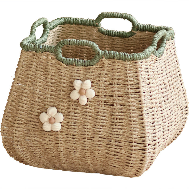 Stylish storage basket with flower appliqué Kalsten