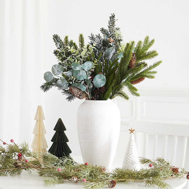 Artificial Pine Cone and Greenery Stem