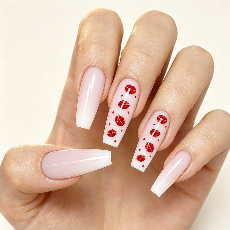 Artistic Kiss Pattern Nail Enhancements Kalsten