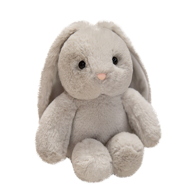 Plush Sitting Bunny Comforter Toy with Dropped Ears Ultra-Soft Faux-Fur and Bean-Fill Base Kalsten