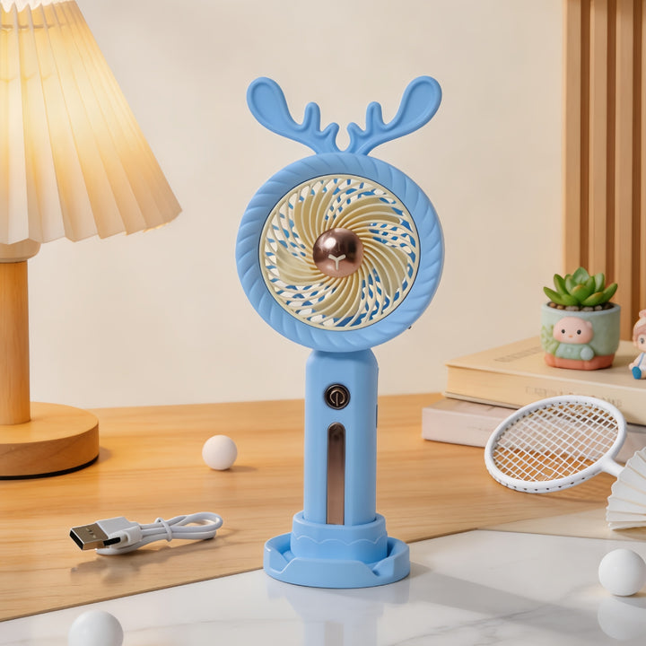Women Portable Handheld Fan with Creative Antler Design Kalsten