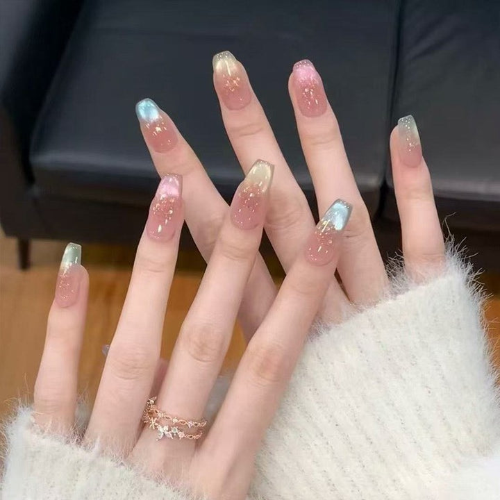 Decorative Press-On Nail Set with Glitter and Rhinestone Accents Kalsten