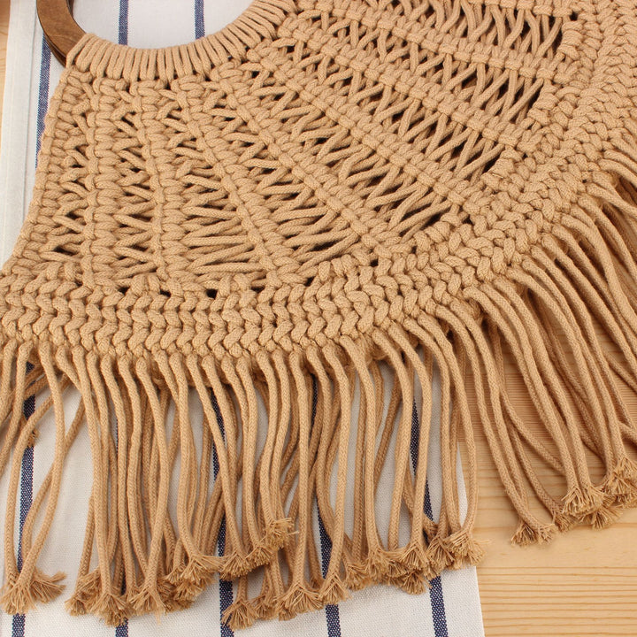 Handbag with Fringed Macramé Design Kalsten