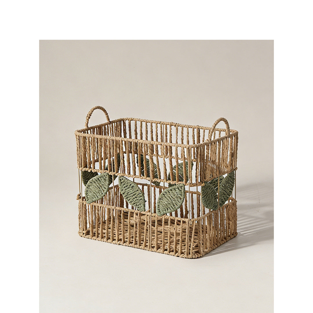 Handcrafted storage basket with leaf motif Kalsten