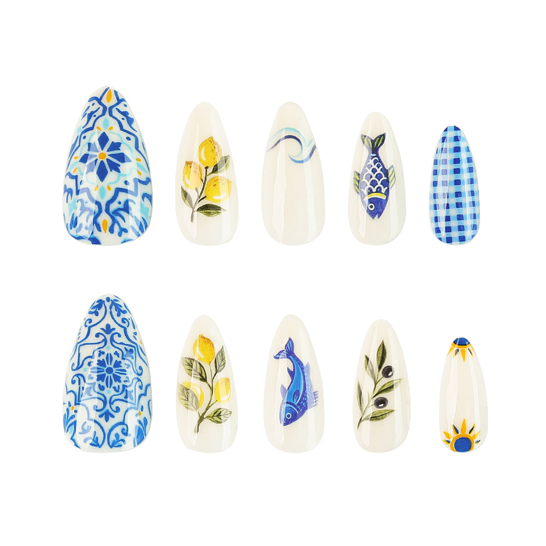 Artistic Nail Art with Fruit and Ocean Motifs Kalsten