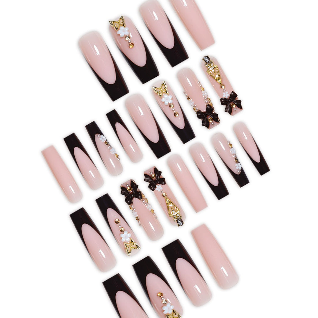 Luxurious 3D Floral Press-On Nail Art Kalsten