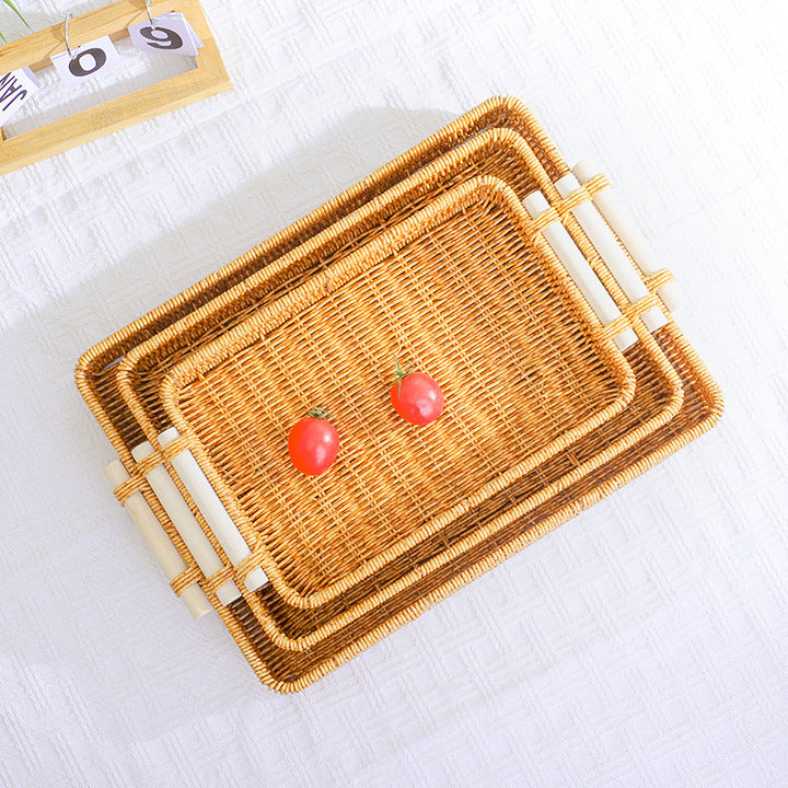 Rustic Woven Food Serving Tray Kalsten