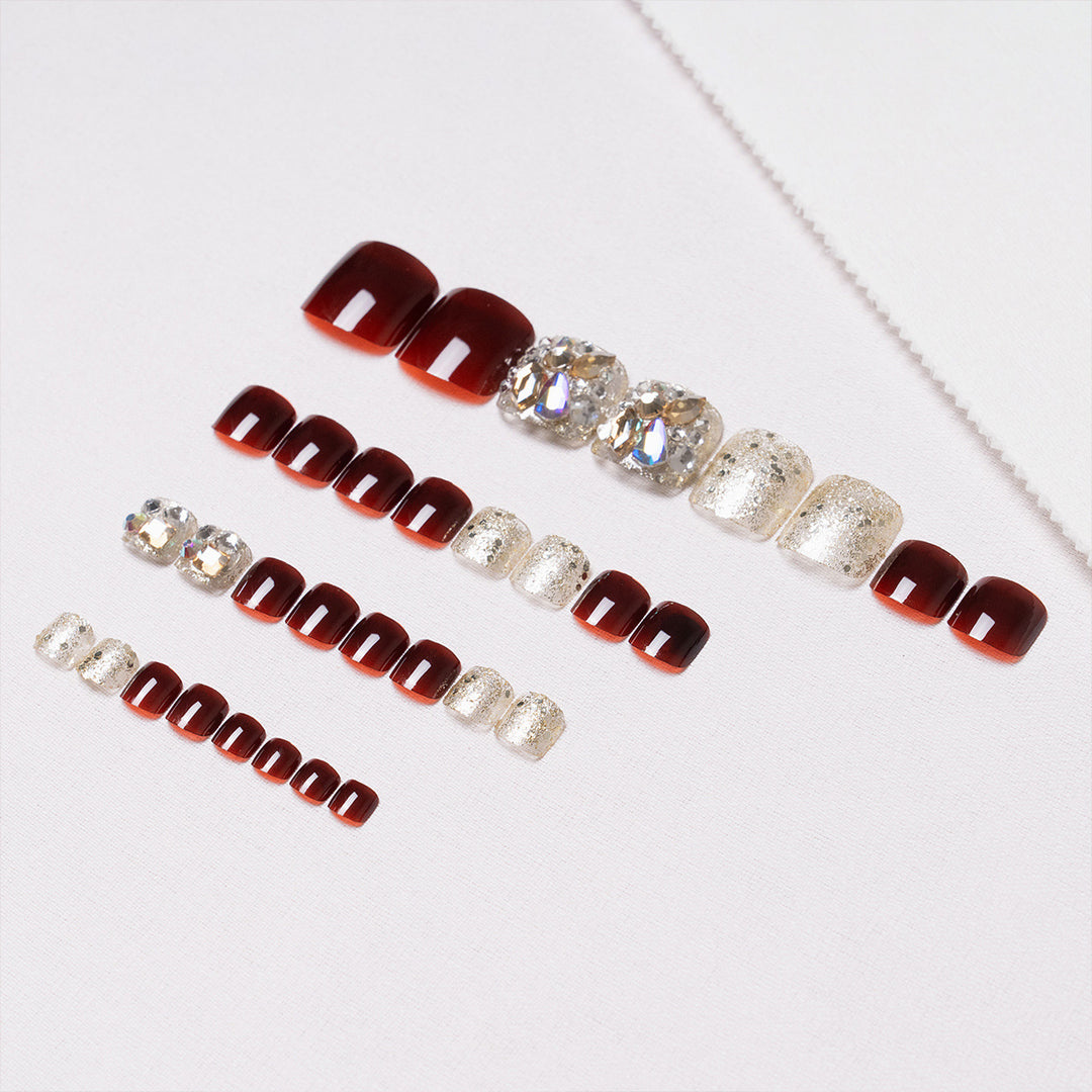 Rhinestone Embellished Pedicure Nail Art
