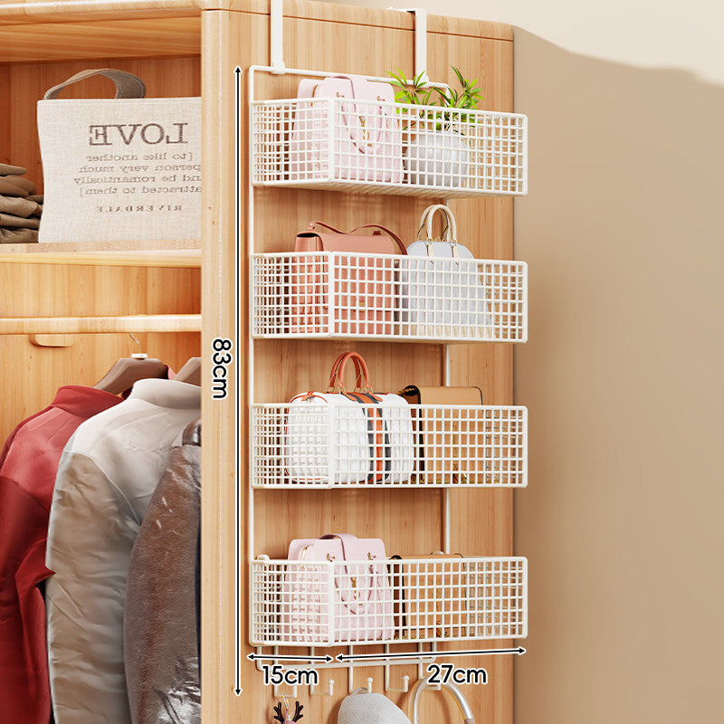 Over-the-Door Multi-Tier Metal Grid Hanging Storage Organizer