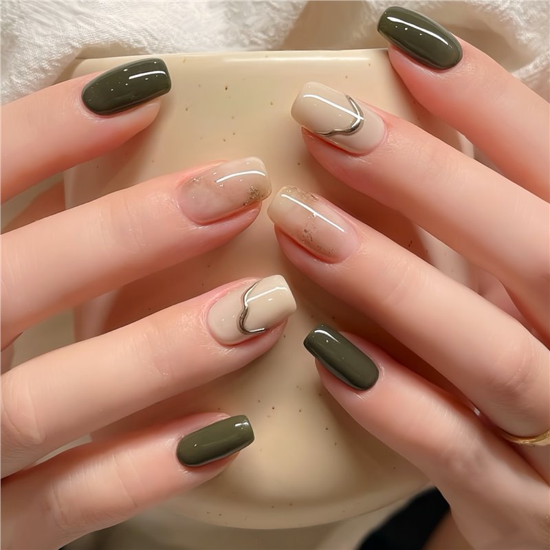Elegant Press-On Nail Enhancements with Unique Design Kalsten