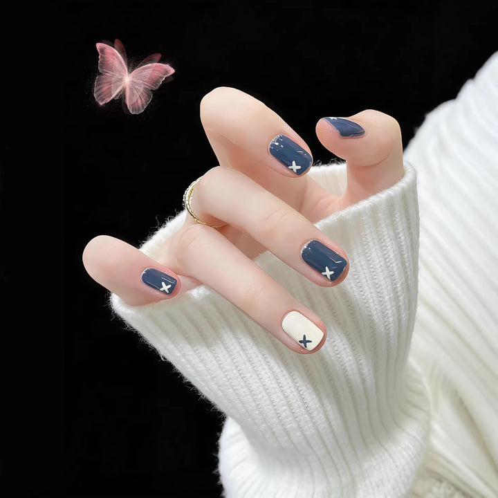 Artistic Nail Art Set with Unique Geometric Patterns