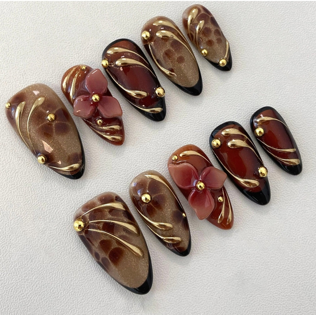 Artistic Floral Design Press-On Nail Tips Kalsten