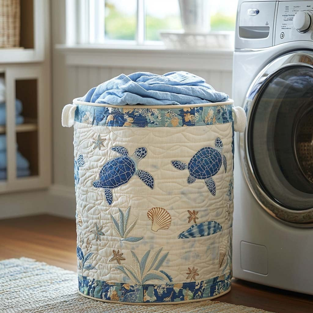 Quilted Decorative Laundry Storage Basket With Rope Handles Collapsible Fabric Organizer