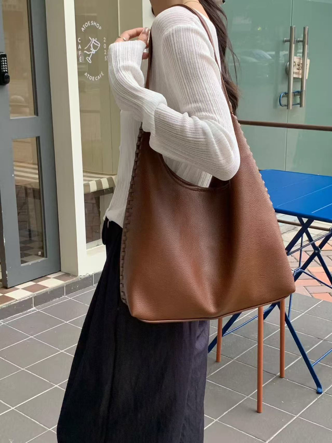 Modern Vegan Leather Slouchy Tote Bag