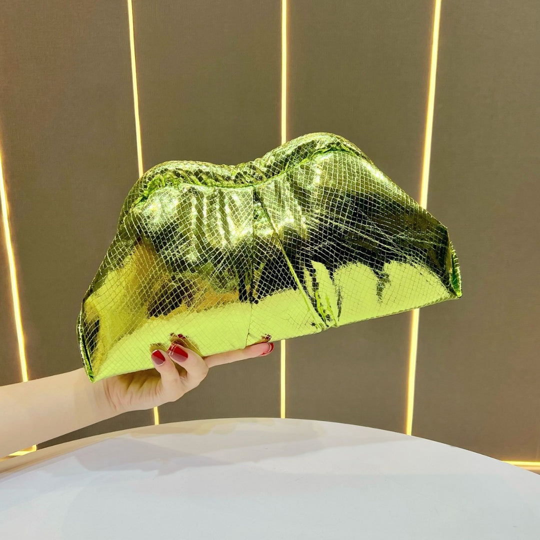 Metallic Gathered Clutch