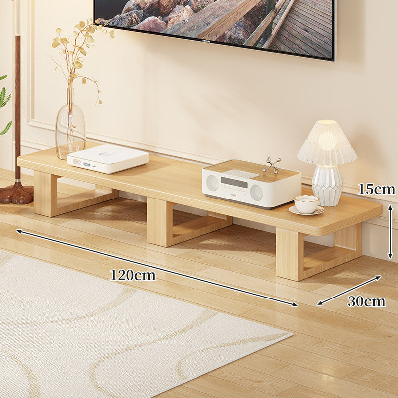 Low Solid Wood TV Media Console Bench with Open Rectangular Legs